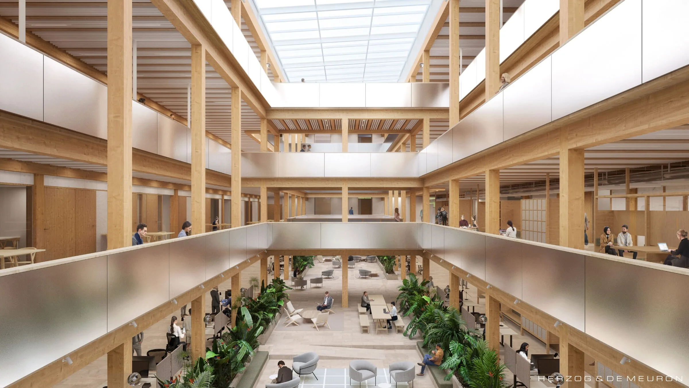 Visualisierung der inneren Halle des Neubaus Forum UZH